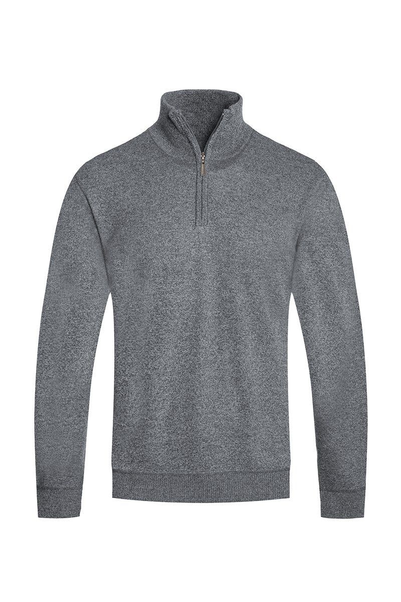 SOLID QUARTER ZIP SWEATER