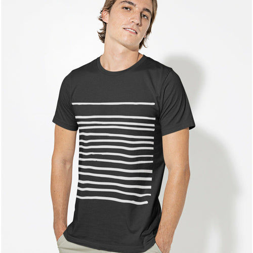 Mens T-Shirt with Lines in Black T-shirts - Jameson Ward