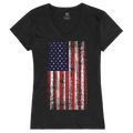 Rapid Dominance G03-800-BLK-05 Distressed Flag Graphic V-Neck T-Shirt&