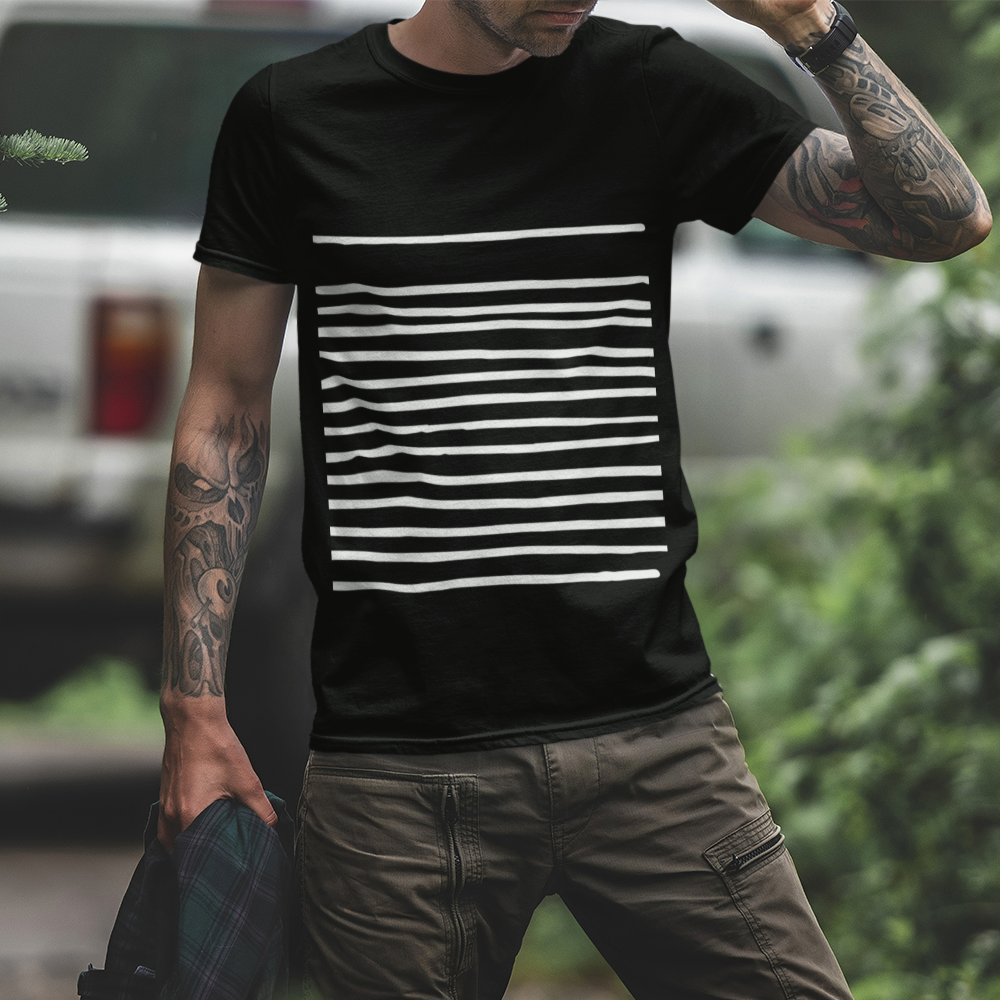 Mens T-Shirt with Lines in Black T-shirts - Jameson Ward