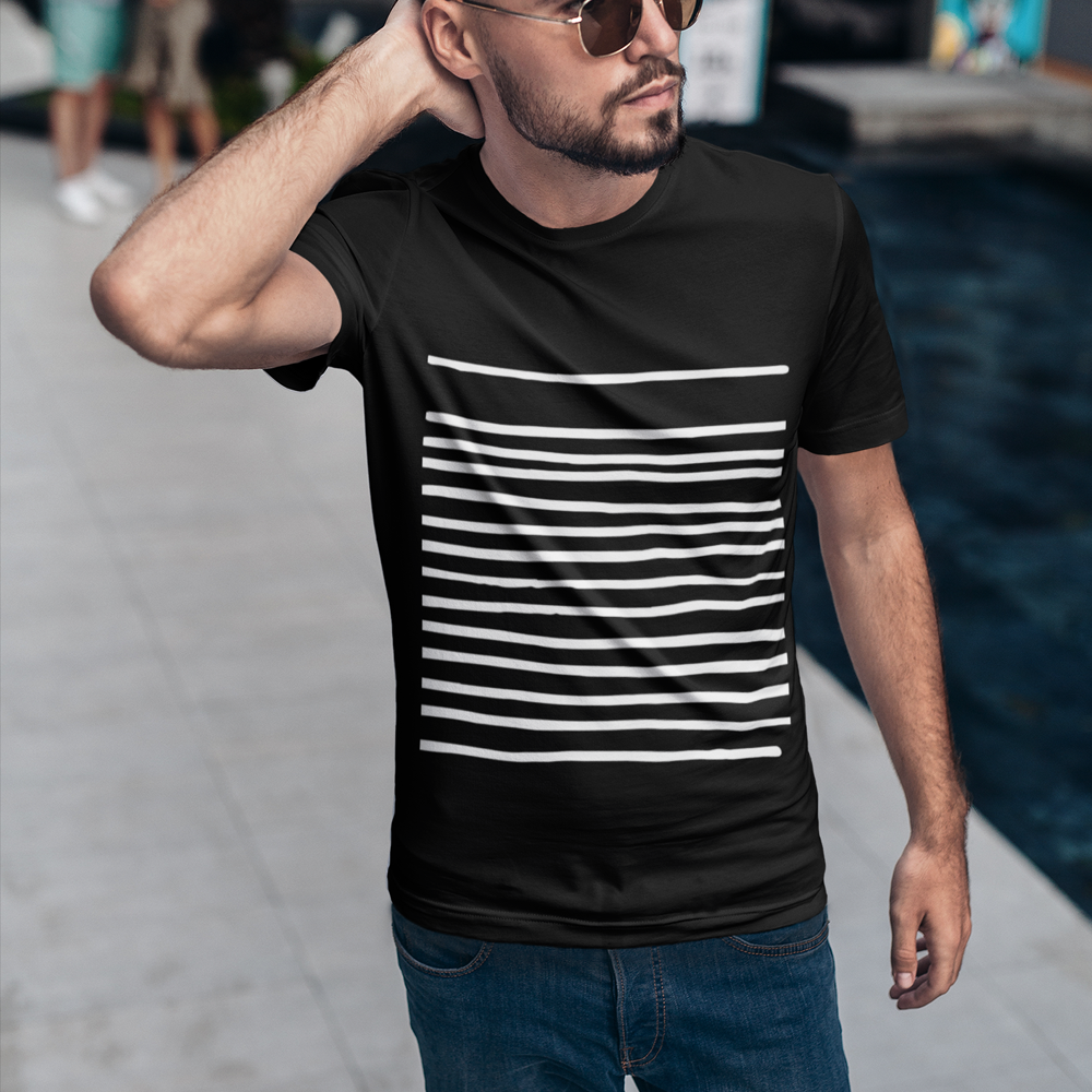 Mens T-Shirt with Lines in Black T-shirts - Jameson Ward
