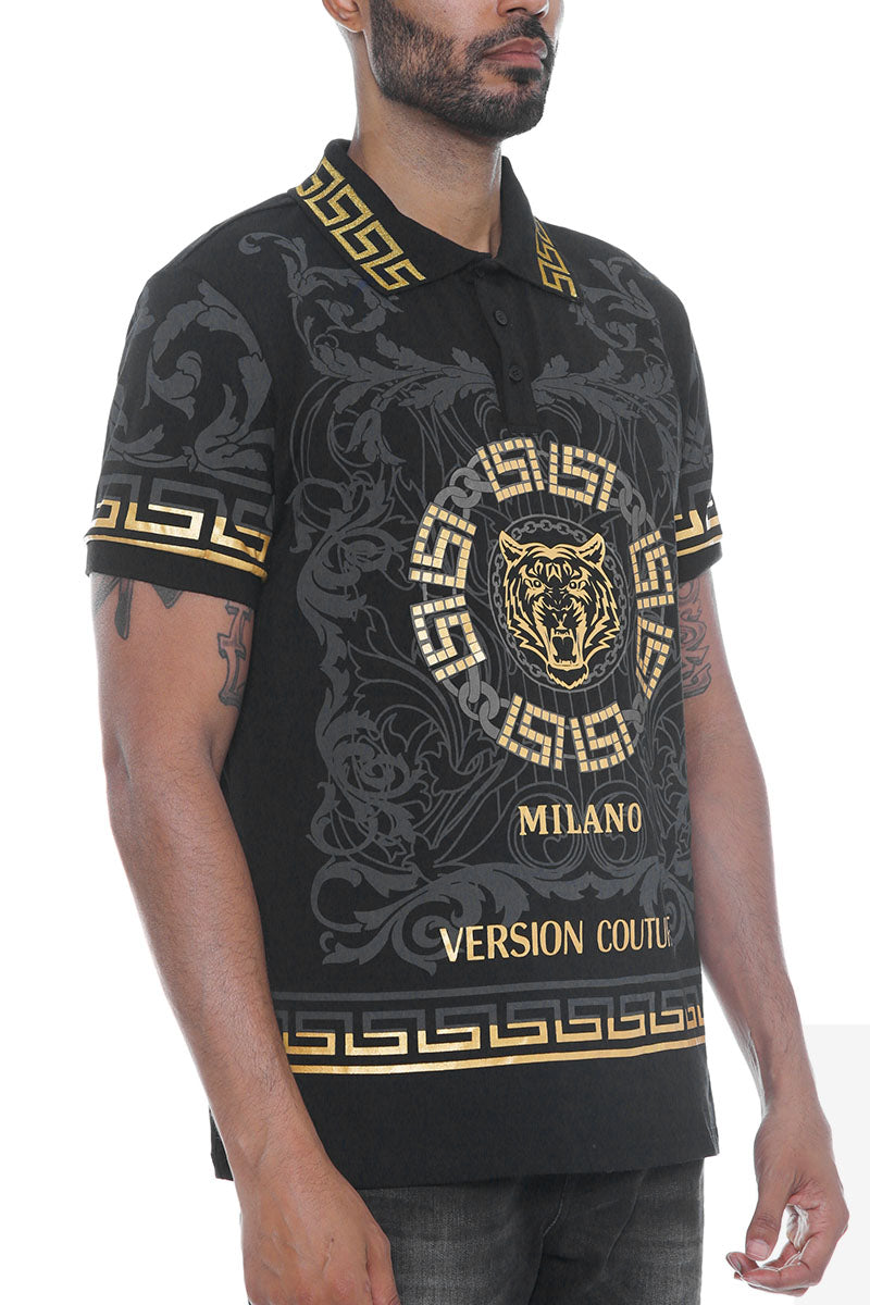 Italian Print Collared Polo Shirt Dress Shirts - Jameson Ward