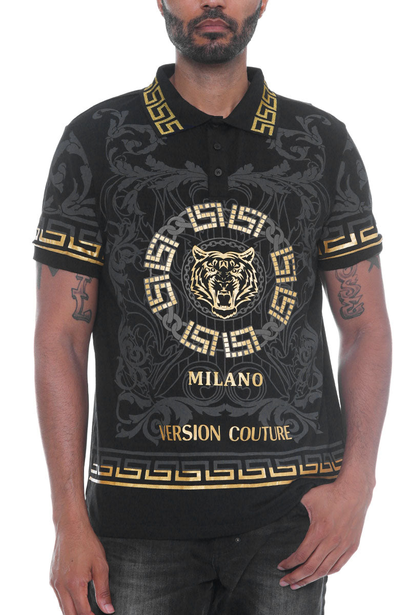 Italian Print Collared Polo Shirt Dress Shirts - Jameson Ward