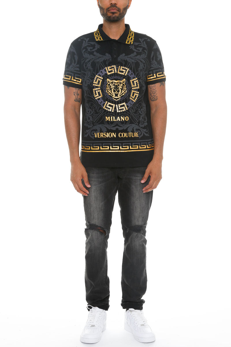 Italian Print Collared Polo Shirt Dress Shirts - Jameson Ward