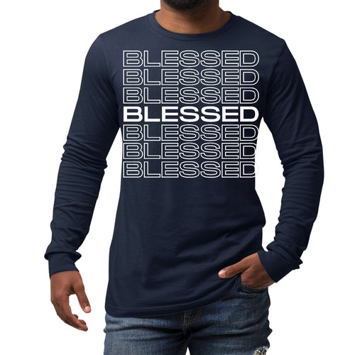 Mens Long Sleeve Graphic T-shirt - Blessed Stacked Print Accessories - Jameson Ward