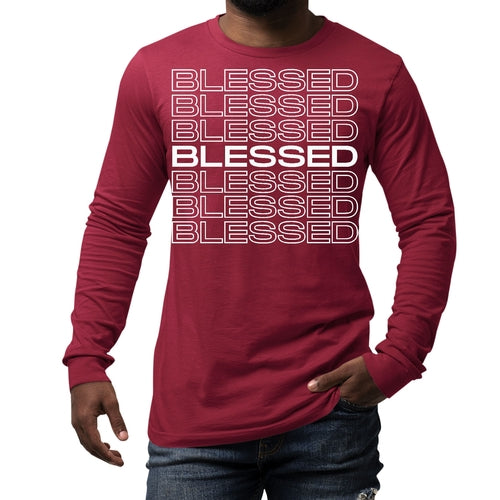 Mens Long Sleeve Graphic T-shirt - Blessed Stacked Print Accessories - Jameson Ward