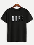 Black Letter Print Crew Neck T-shirt