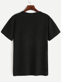 Black Letter Print Crew Neck T-shirt