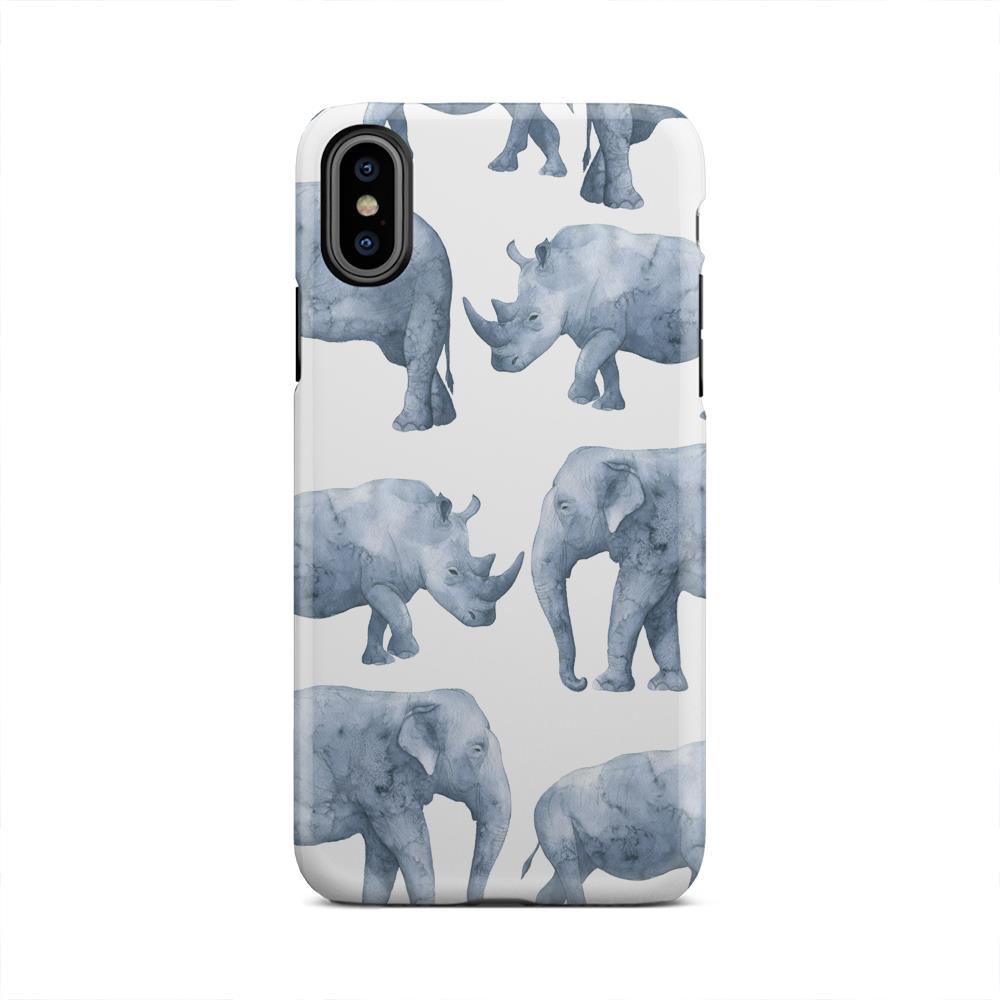 Safari Rhinos And Elephants Big Animal iPhone X Tech Accessories - Jameson Ward