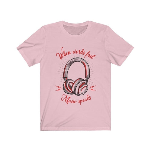 Headphone Words Fail Music Speaks Short Sleeve Tee Men's Clothing - Jameson Ward