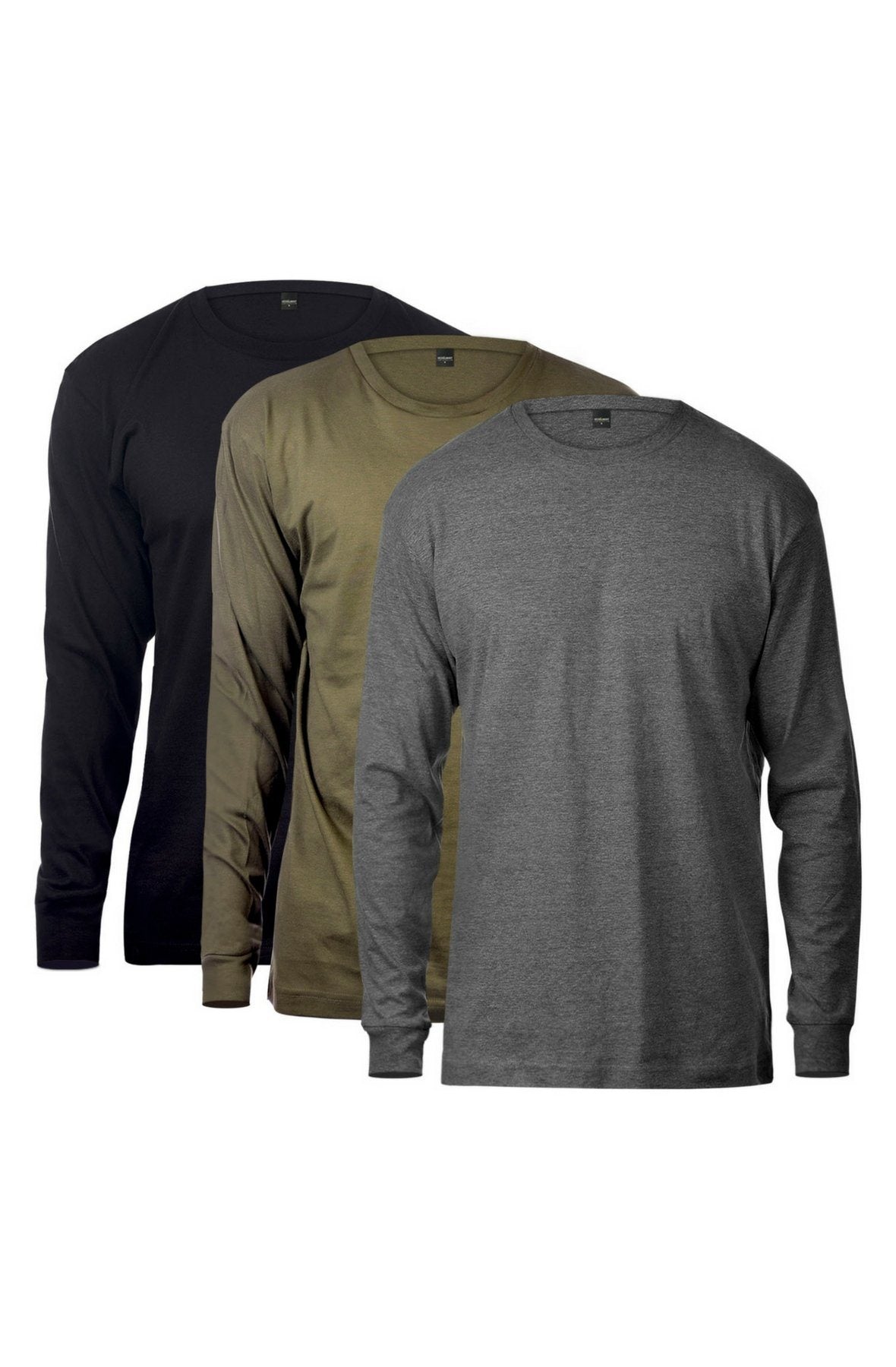 Basic Long Sleeve Tee 3 Pack (Black & Charcoal & T-Shirt - Jameson Ward
