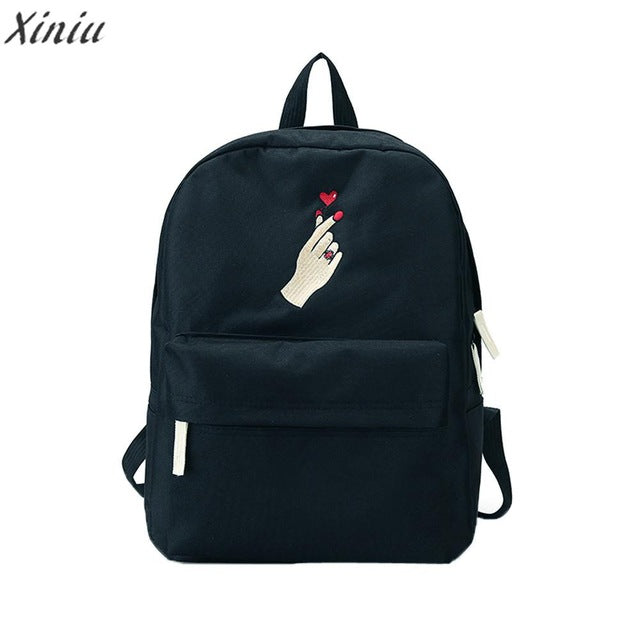 Backpack Women Girls Embroidery Love heart