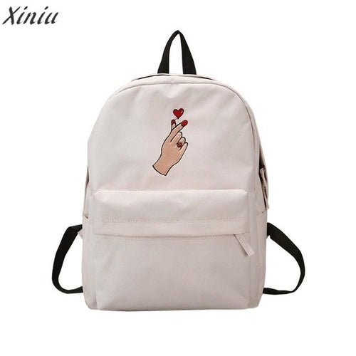 Backpack Women Girls Embroidery Love heart