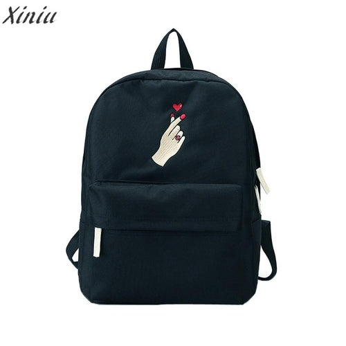 Backpack Women Girls Embroidery Love heart