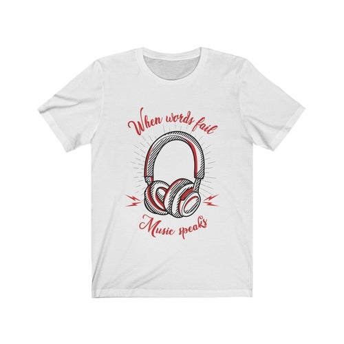 Headphone Words Fail Music Speaks Short Sleeve Tee Men's Clothing - Jameson Ward