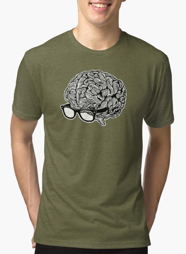 Brain with Glasses Green T-shirt Men's Clothing - Jameson Ward