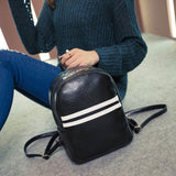 college wind Backpack Women Fashion Stripe leather