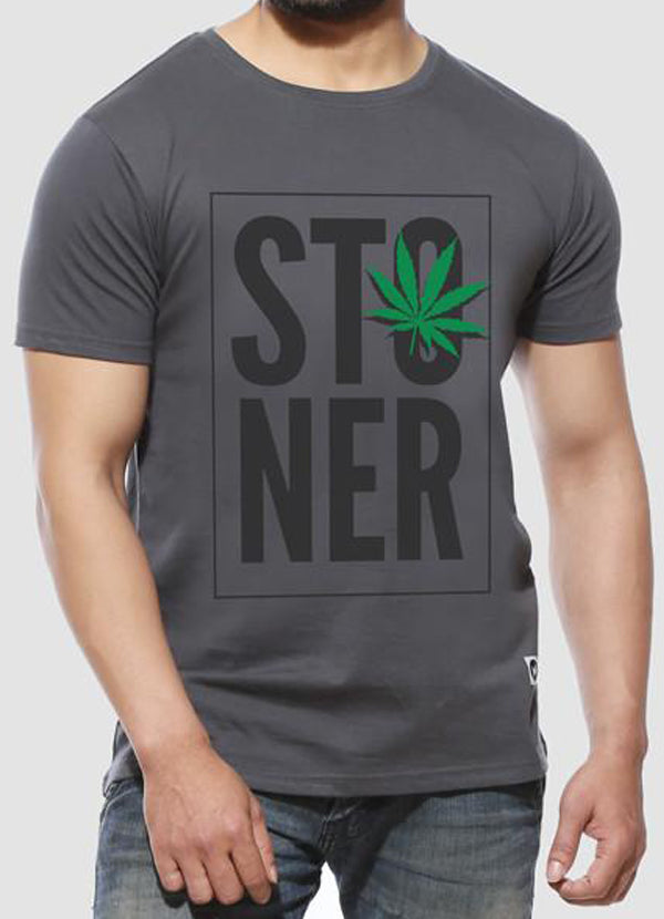 Stoner - Charcoal Grey Half Sleeve Printed T Shirt T-shirts - Jameson Ward