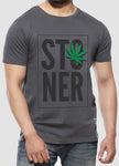 Stoner - Charcoal Grey Half Sleeve Printed T Shirt