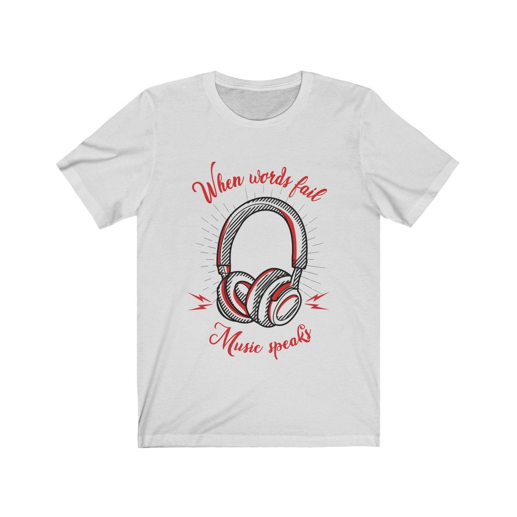Headphone Words Fail Music Speaks Short Sleeve Tee Men's Clothing - Jameson Ward