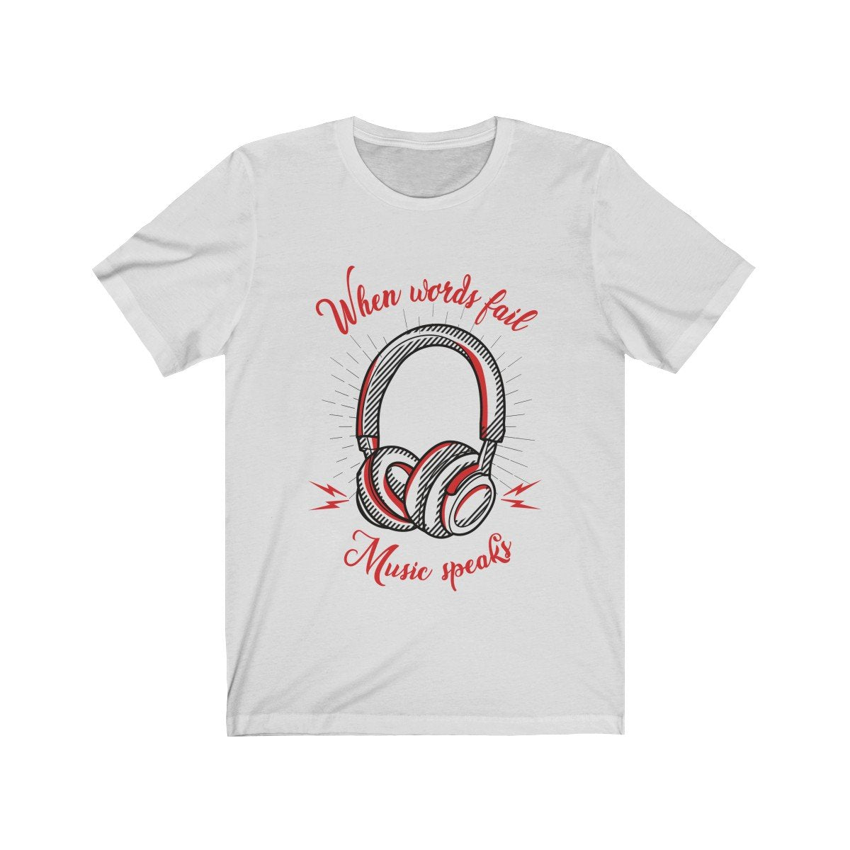 Headphone Words Fail Music Speaks Short Sleeve Tee Men's Clothing - Jameson Ward