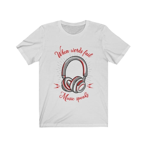 Headphone Words Fail Music Speaks Short Sleeve Tee Men's Clothing - Jameson Ward