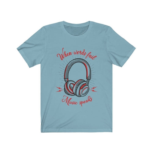 Headphone Words Fail Music Speaks Short Sleeve Tee Men's Clothing - Jameson Ward