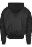 Hooded Oversized Bomber Jacket - All Black
