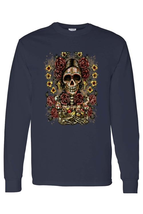 Unisex Frida Kahlo The Artist Sugar Skull Long T-Shirt - Jameson Ward