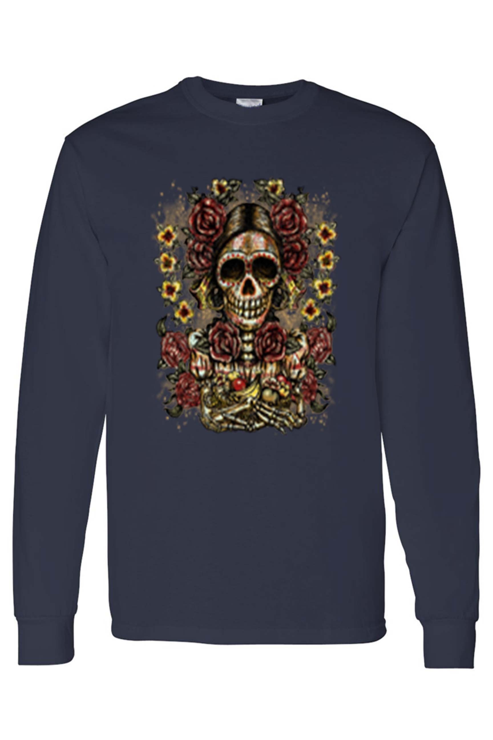 Unisex Frida Kahlo The Artist Sugar Skull Long T-Shirt - Jameson Ward
