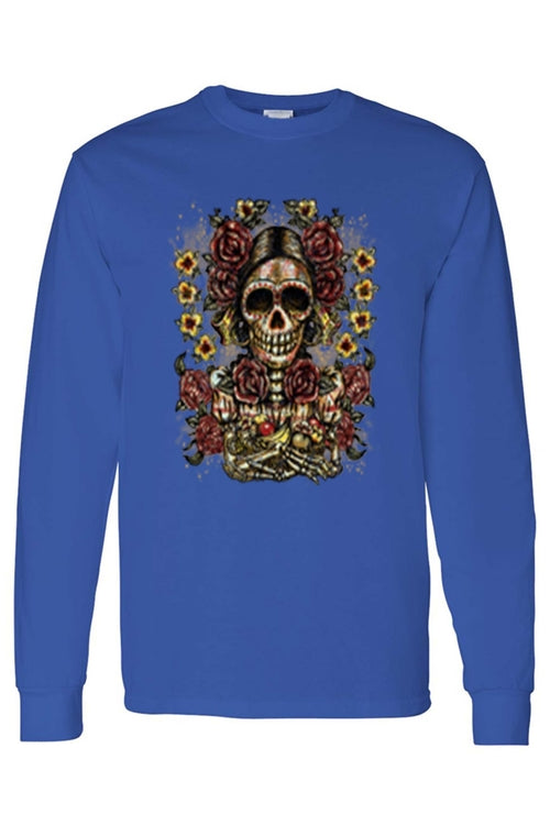 Unisex Frida Kahlo The Artist Sugar Skull Long T-Shirt - Jameson Ward