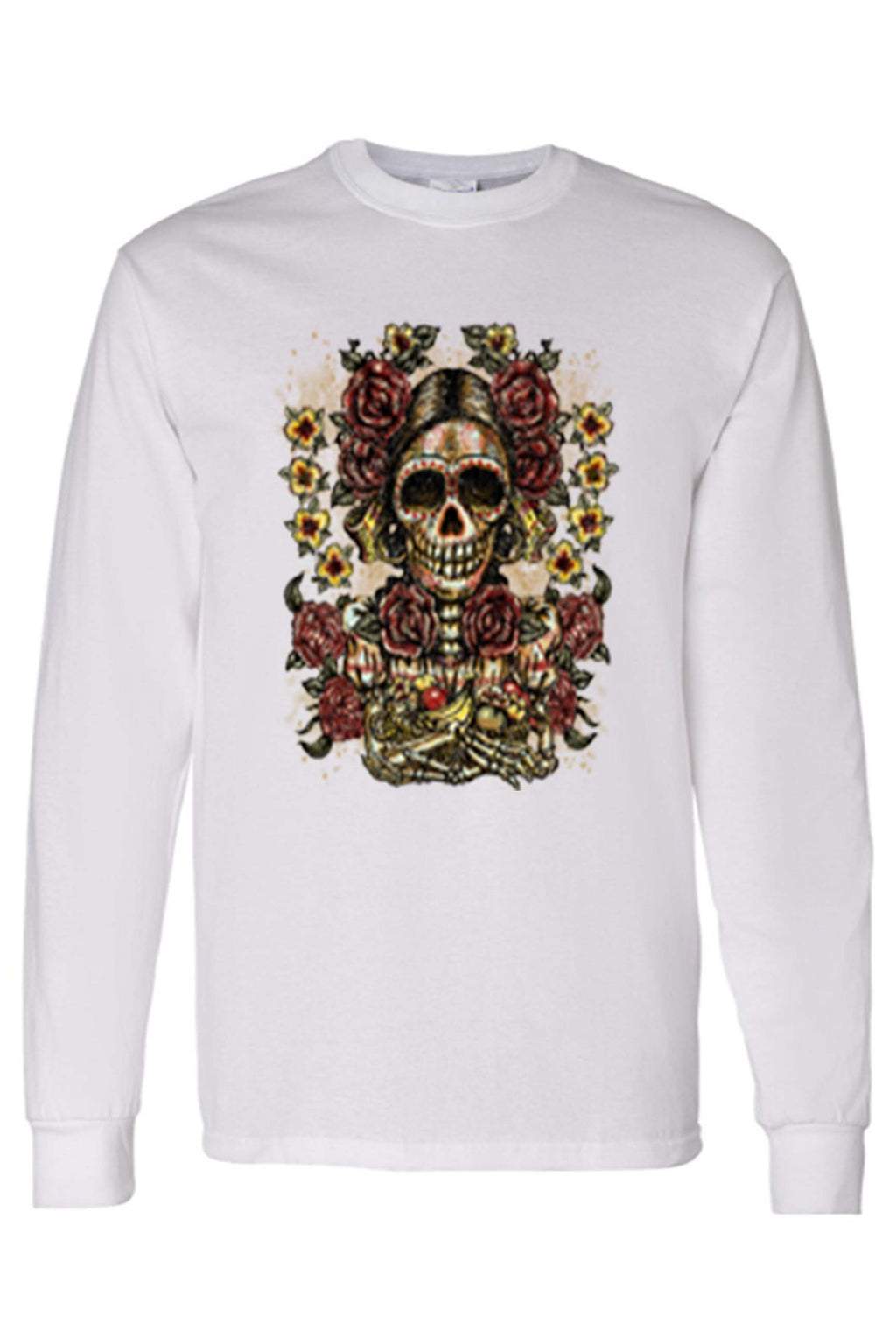 Unisex Frida Kahlo The Artist Sugar Skull Long T-Shirt - Jameson Ward